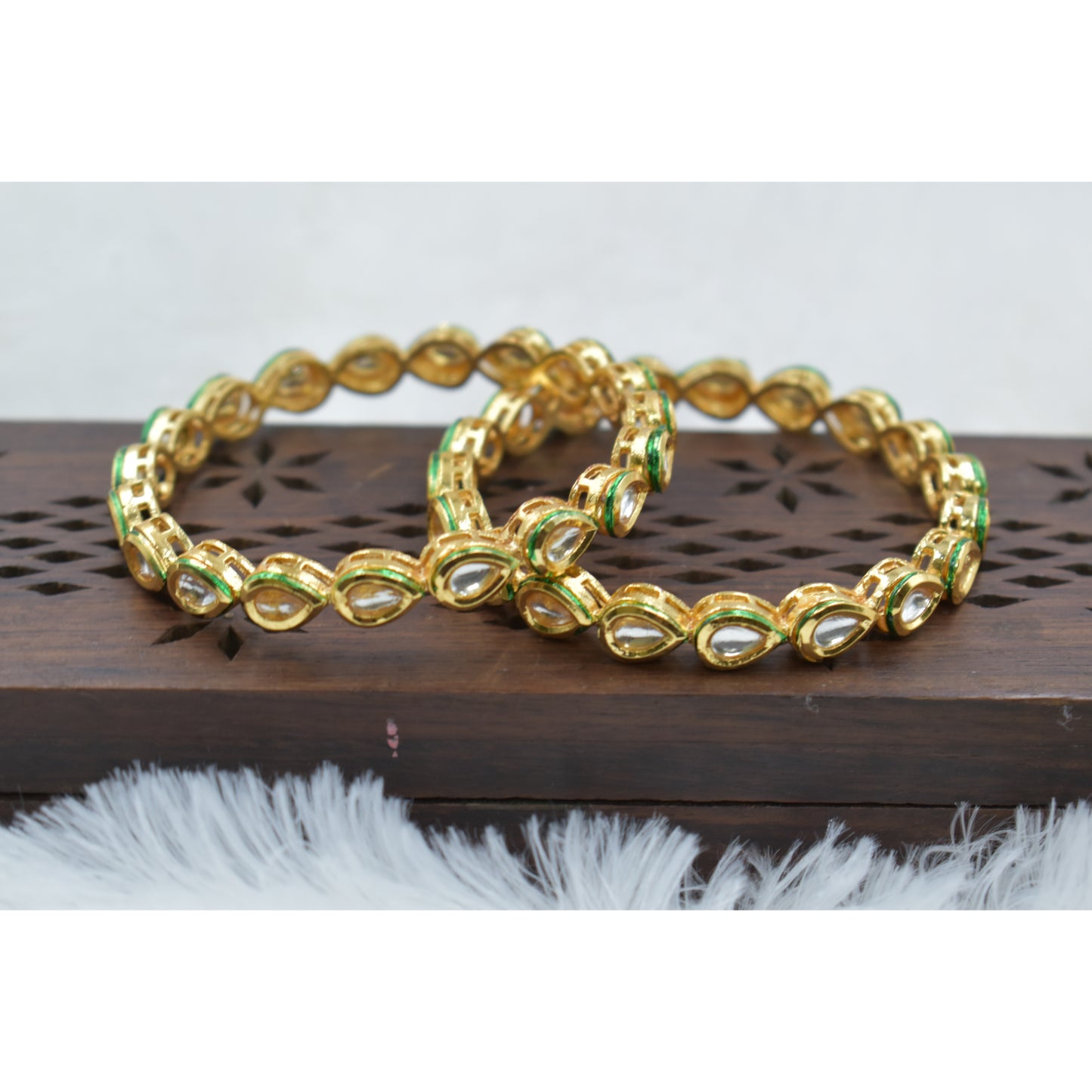 Designer goldplated brass kundan bangle