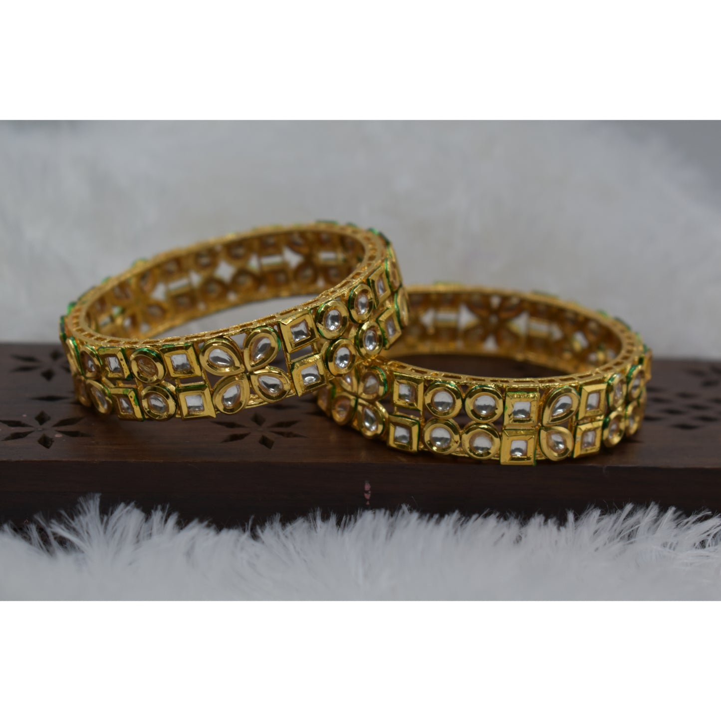 Goldplated brass kundan bangle