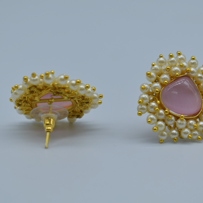 Goldplated stone stud earing