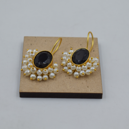 A pair of goldplated brass stone dangle earing