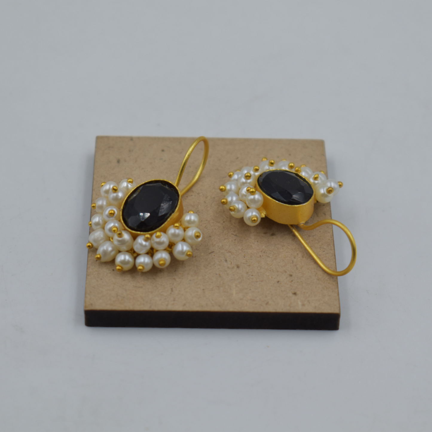 A pair of goldplated brass stone dangle earing