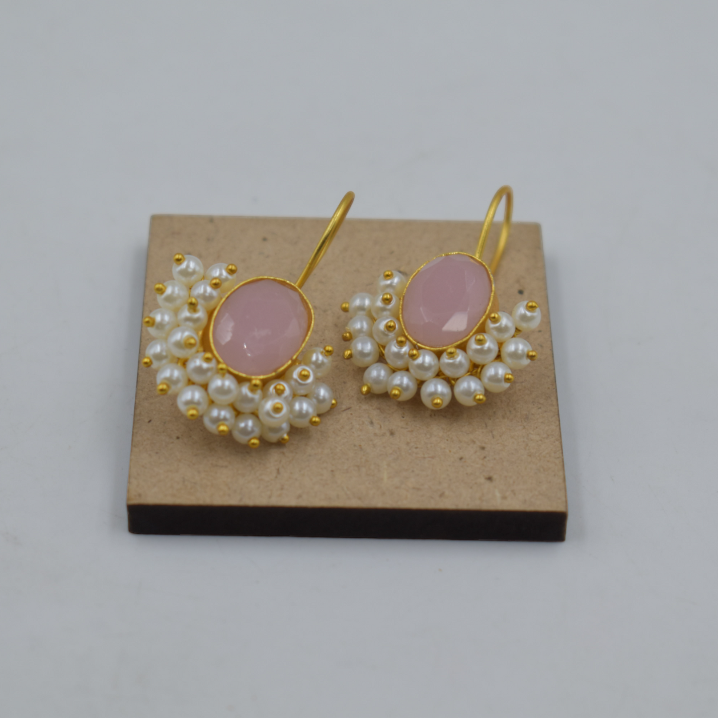 A pair of goldplated brass stone dangle earing