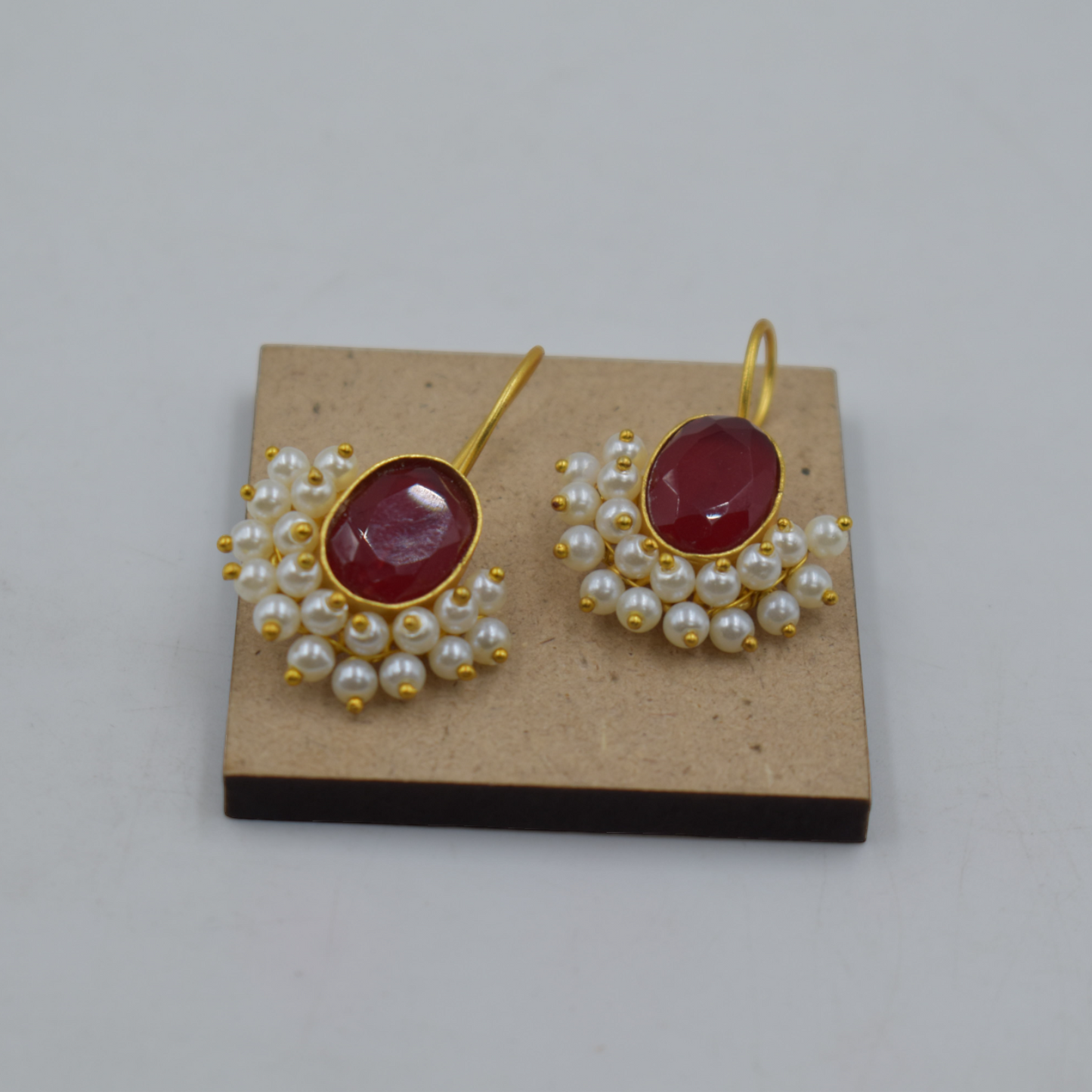 A pair of goldplated brass stone earing