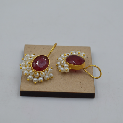 A pair of goldplated brass stone earing