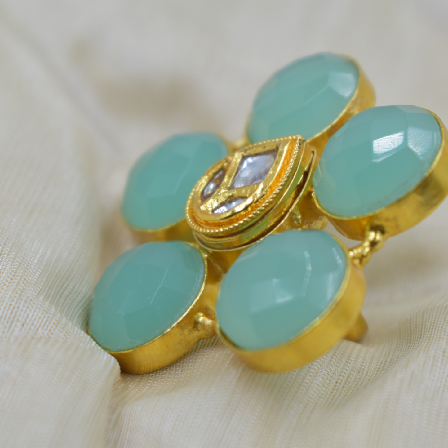 Goldplated brass stone ring