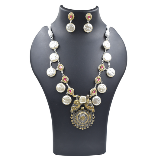 Trendy Goldplated Brass Necklace with Earing