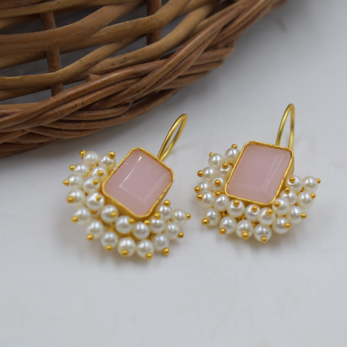 New arrival goldplated brass stone dangle earing