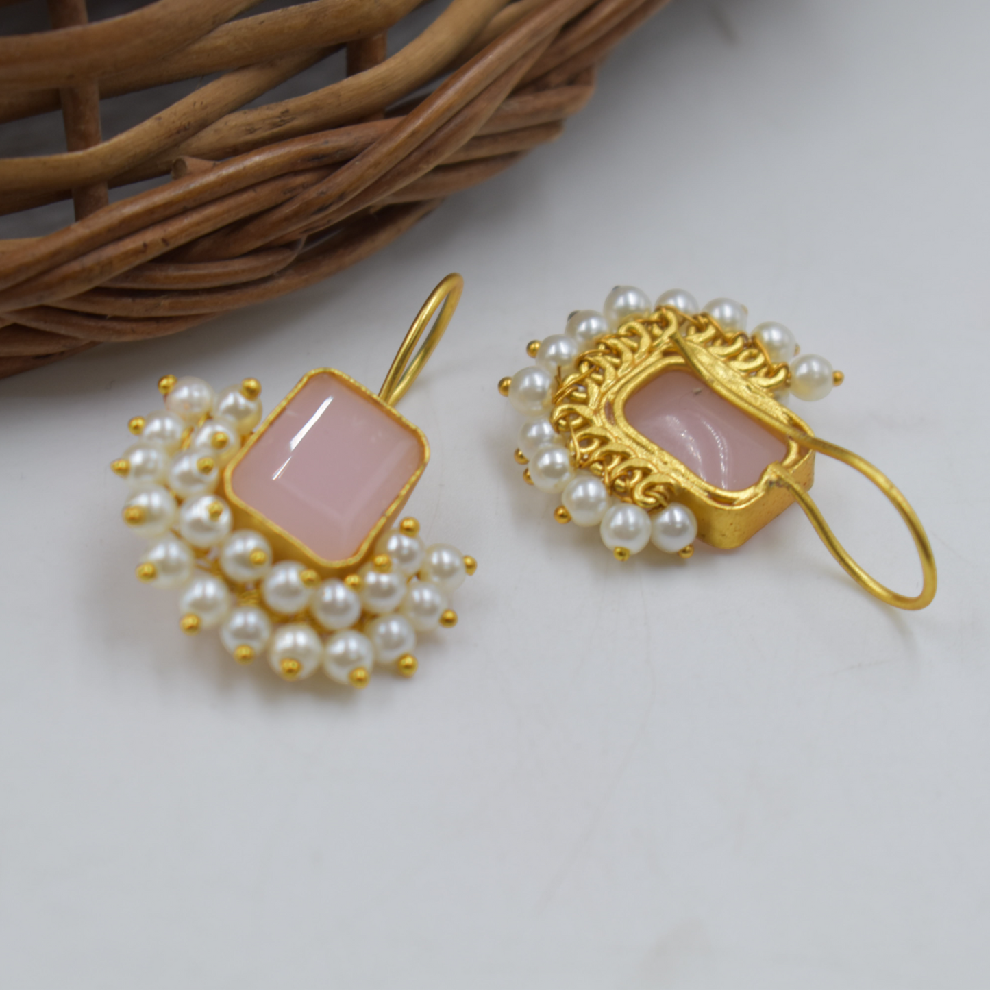 New arrival goldplated brass stone dangle earing