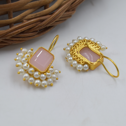 New arrival goldplated brass stone dangle earing