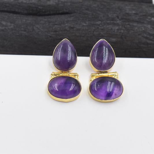 NEW ARRIVAL BLUE SEMI PRECIOUS STONE AMETHYST STUD EARING