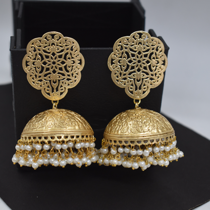 Unique Brass Stud Earring in Goldplated Jhumki Look