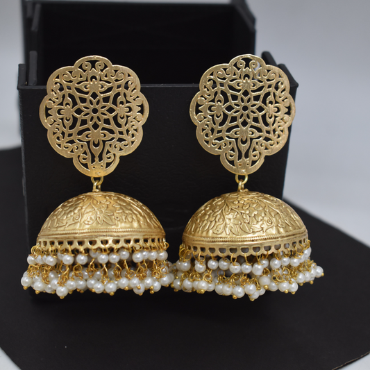 Unique Brass Stud Earring in Goldplated Jhumki Look