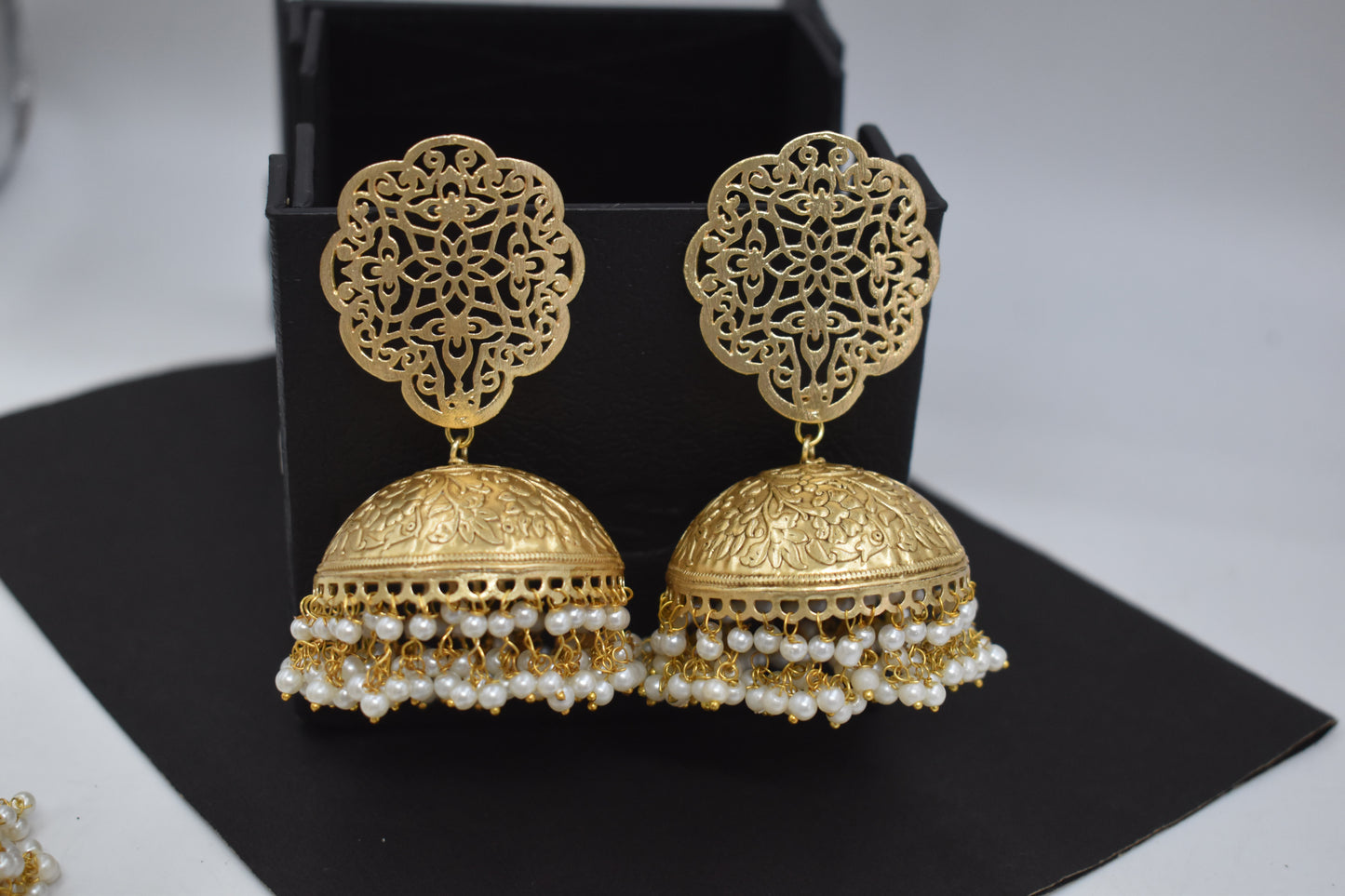 Unique Brass Stud Earring in Goldplated Jhumki Look