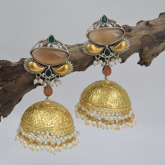 New Arrival Stone Brass Goldplated Jhumki Stud Earing