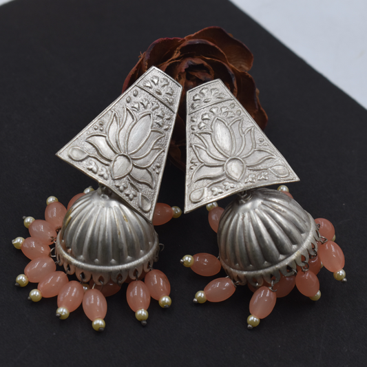 Unique Antique Brass Stud Long Jhumka Look Earrings