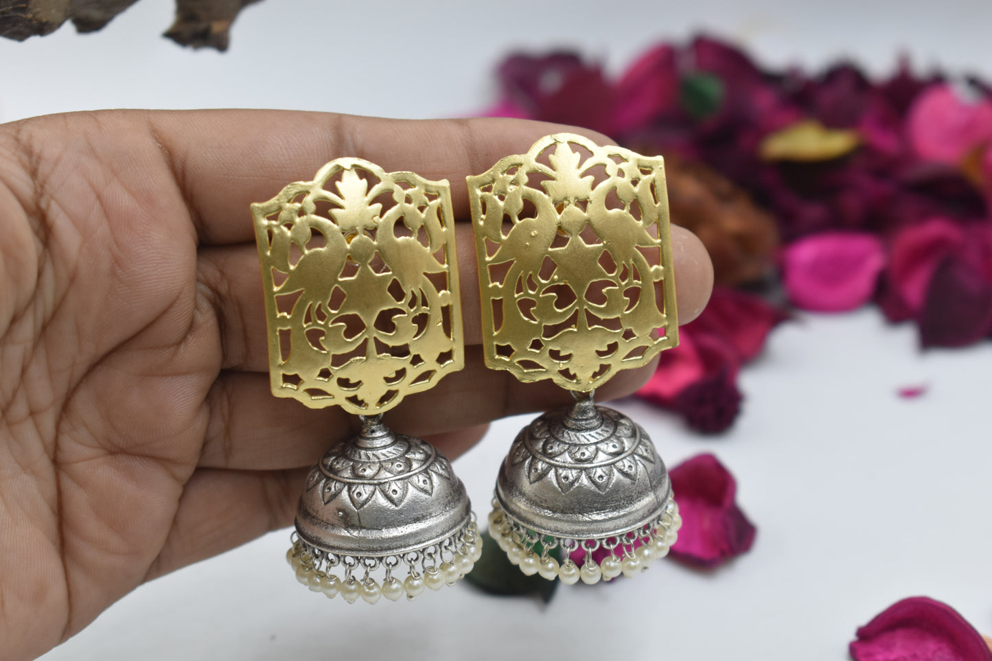 Brass Antique Cut Work Jhumki Stud Earing for ladies