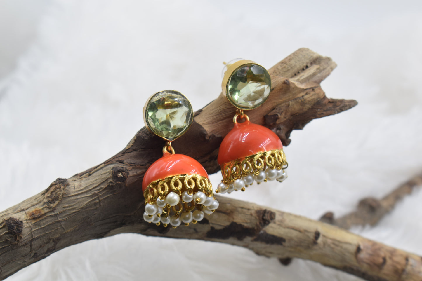 Beautiful Handmade Enamel Painted Stud Jhumki Earing