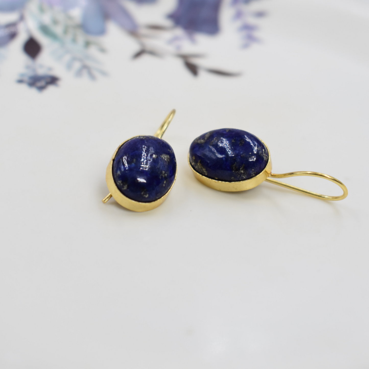 Goldplated brass semi precious stone dangle earing