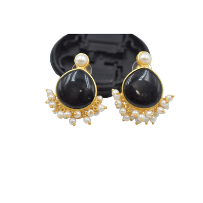 Elegent goldplated brass stone stud earing