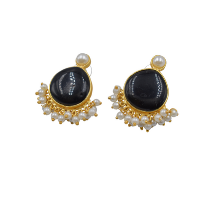 Elegent goldplated brass stone stud earing