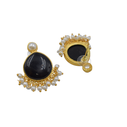 Elegent goldplated brass stone stud earing