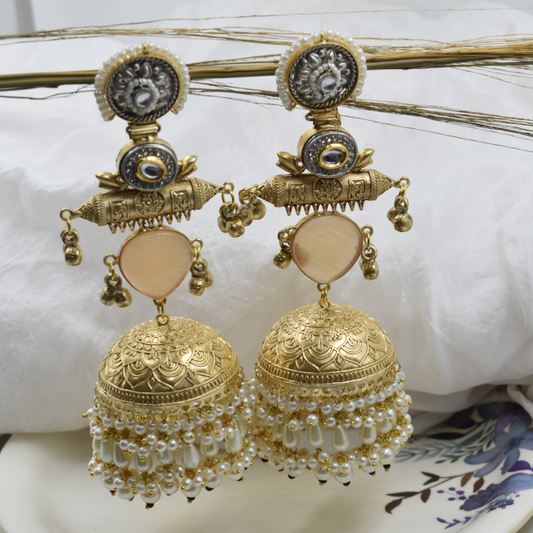 Ethnic Kundan Jhumka Stud Earing