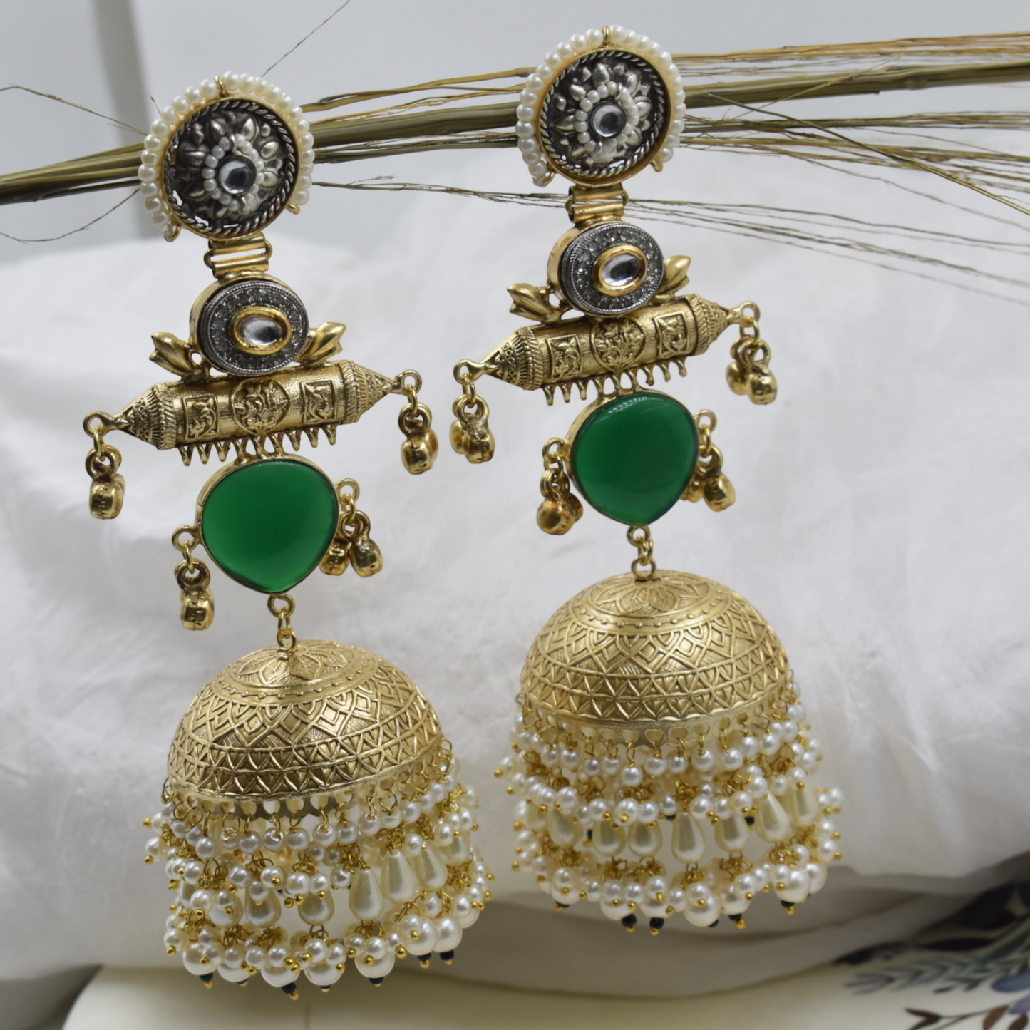 Beautiful Dual Tone Big Jhumka Stud Earring