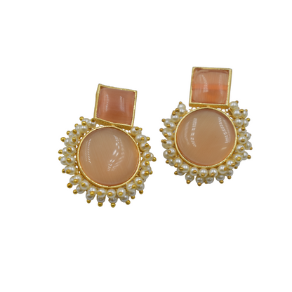 Goldplated brass stone stud earing