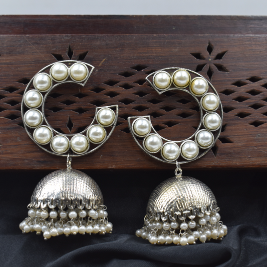 Silver look alike jhumka earing