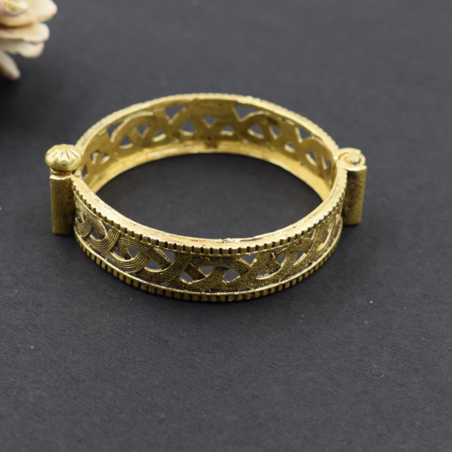 A pair of elegent brass gold openable bangle