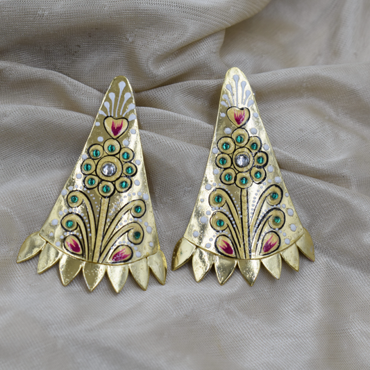 Tanjore Handpainting goldplated brass stud earing