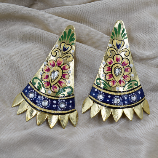 Goldplated brass tanjore painting stud earing