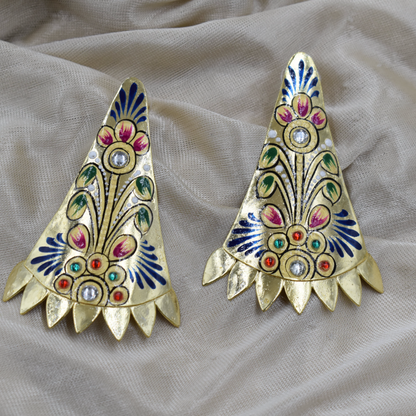 Goldplated brass tanjore painting stud earing