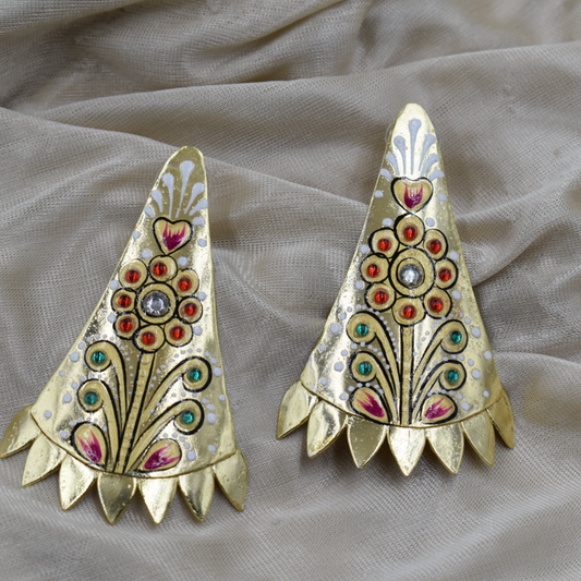 Goldplated brass tanjore stud earing