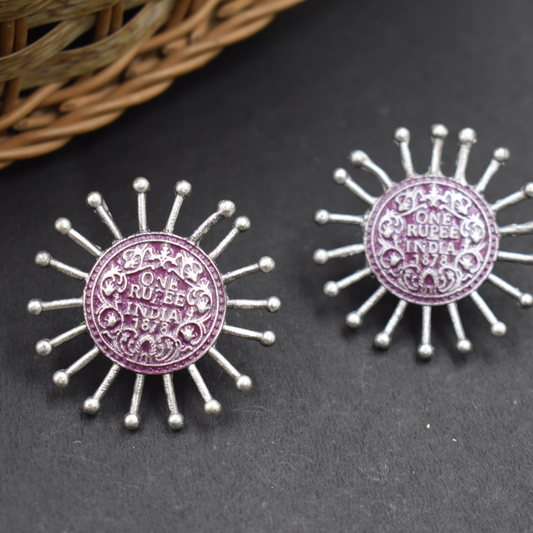 Silver look alike handpainting stud earing