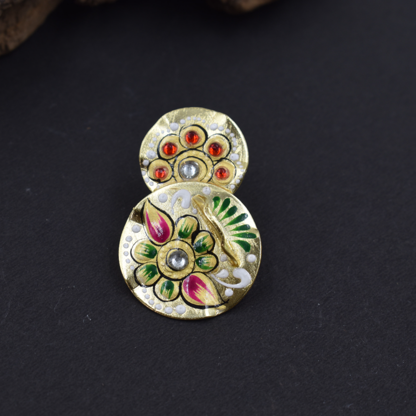 Tanjore painting brass goldplated stud earing