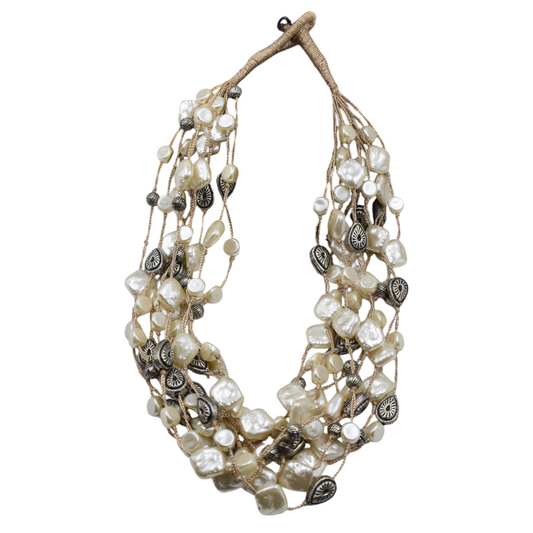 White Mother of Pearl Fashion Gemstone Necklace