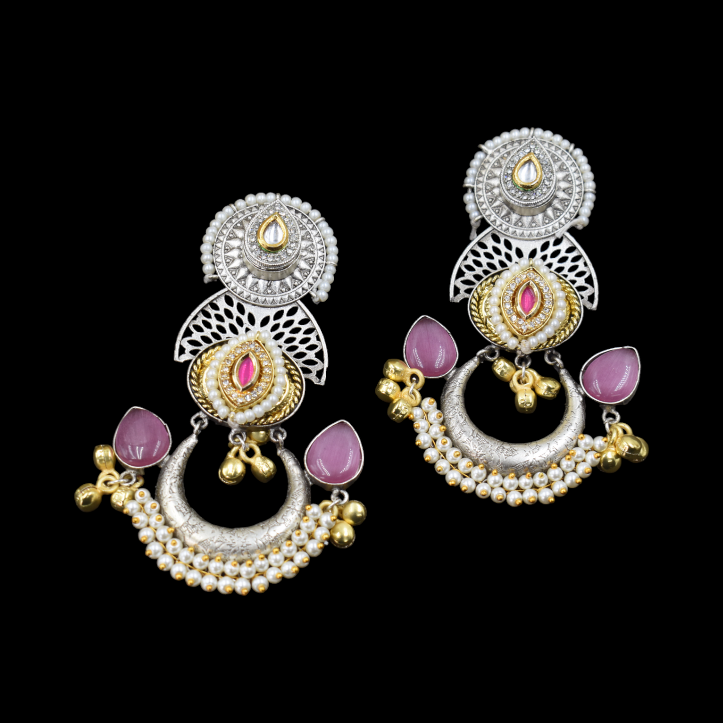 Designer dual tone stud earing