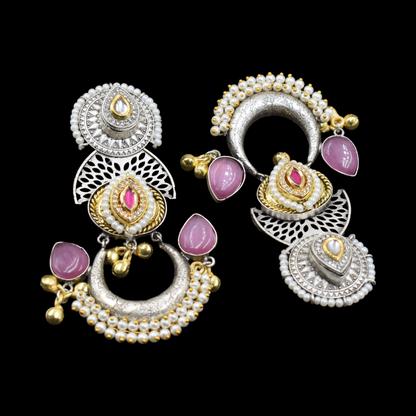 Designer dual tone stud earing