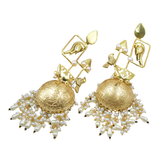 Trendy Gold Plated Jhumki Sparrow design Stud Earrings